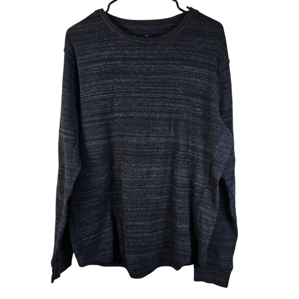 Lucky Brand Shirt Mens Large Gray Thermal Henley Knit Sweater Jumper Warm Cozy